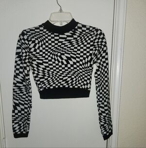 Garage Black and White Checkered Crop Top
